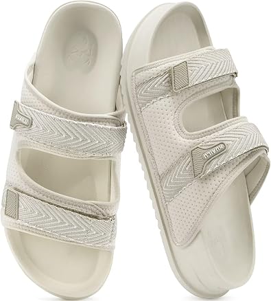 KuaiLu Mens Casual Sandals with Comfortable Orthopedic Arch Support Summer Beach Walking Shoes Cushion Slides Slip on Indoor Outdoor