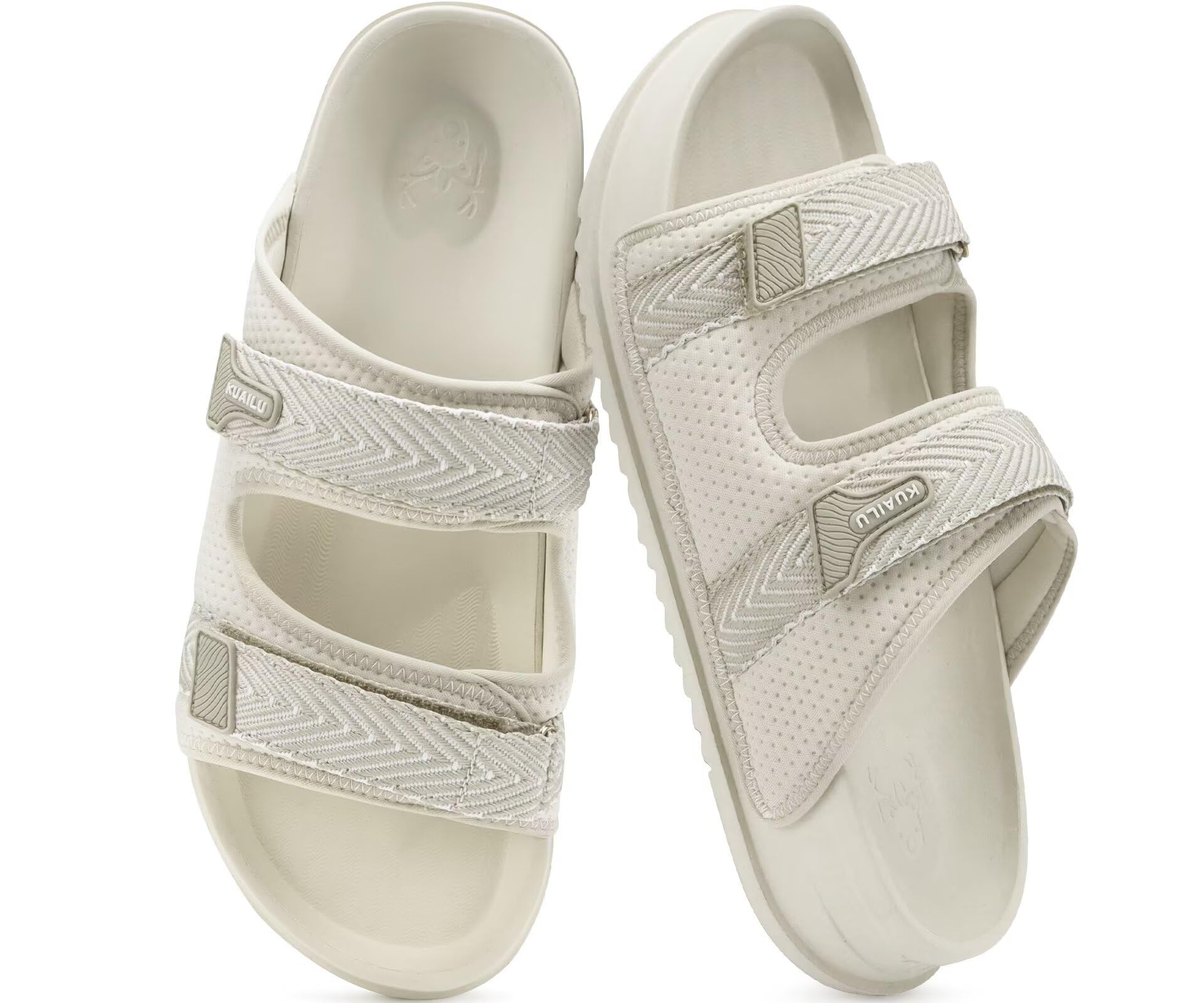 KuaiLu Mens Casual Sandals with Comfortable Orthopedic Arch Support Summer Beach Walking Shoes Cushion Slides Slip on Indoor Outdoor