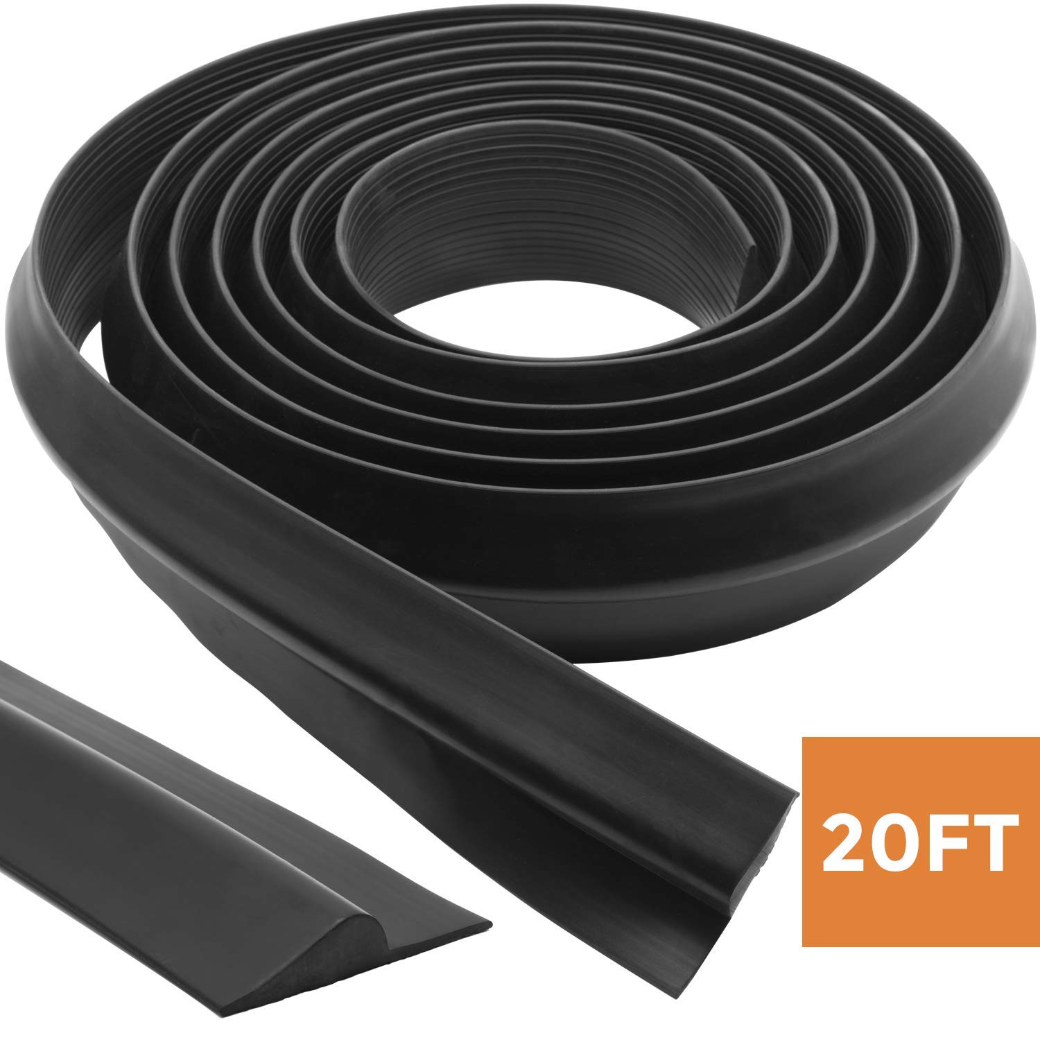 Incly 20 Feet Universal Garage Door Seal, DIY Bottom Rubber Weather Stripping Seal for Garage Door Threshold - 11/16 Inch Thick Black