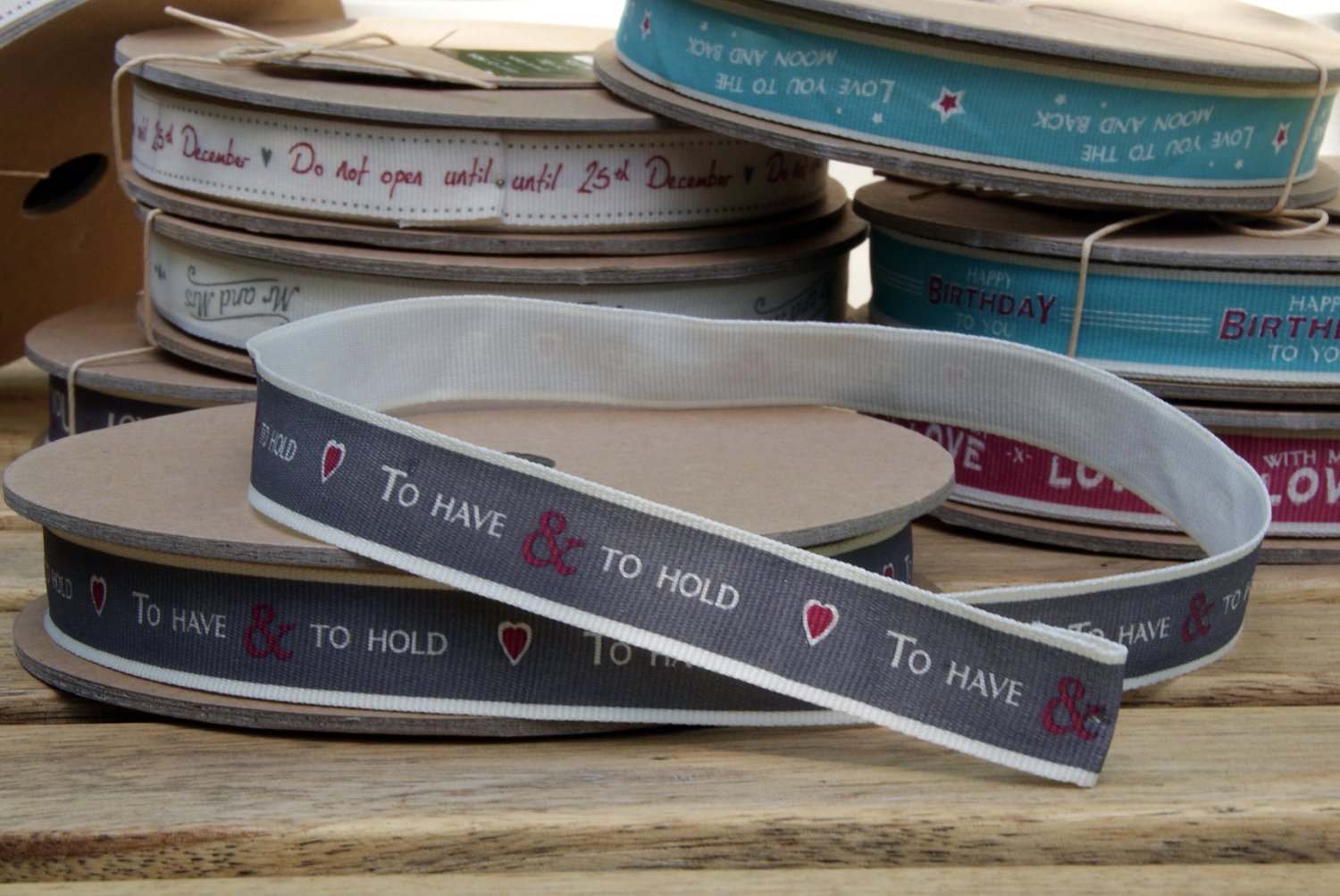 Ukgiftstoreonline East Of India Vintage Word Ribbon - To Have And Hold 3 Metre Roll