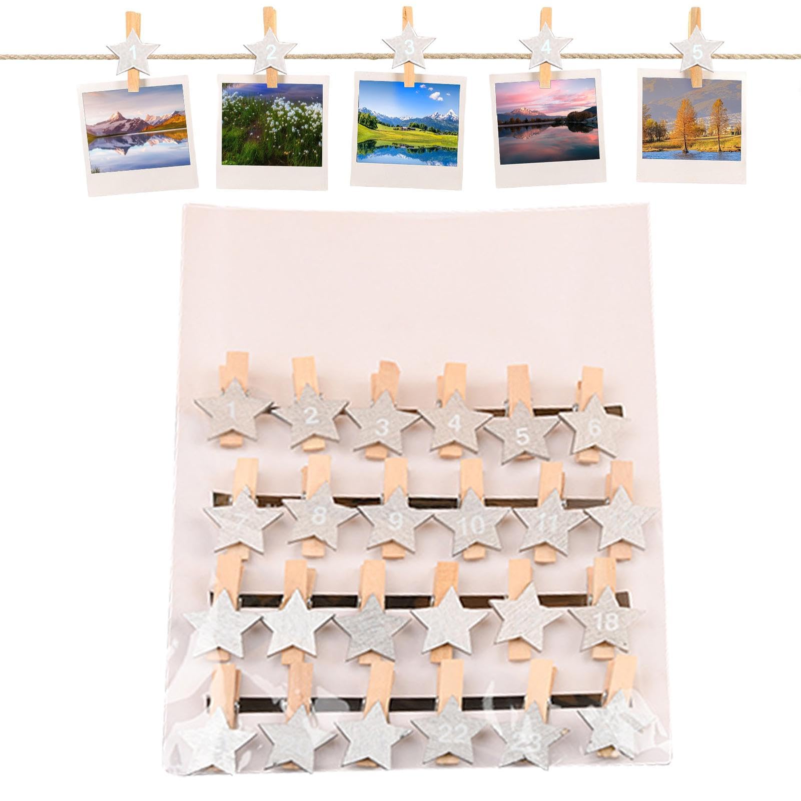 10 Clip Portafoto Con Base In Legno - Per Foto, Cartoline E Note - Foto 7