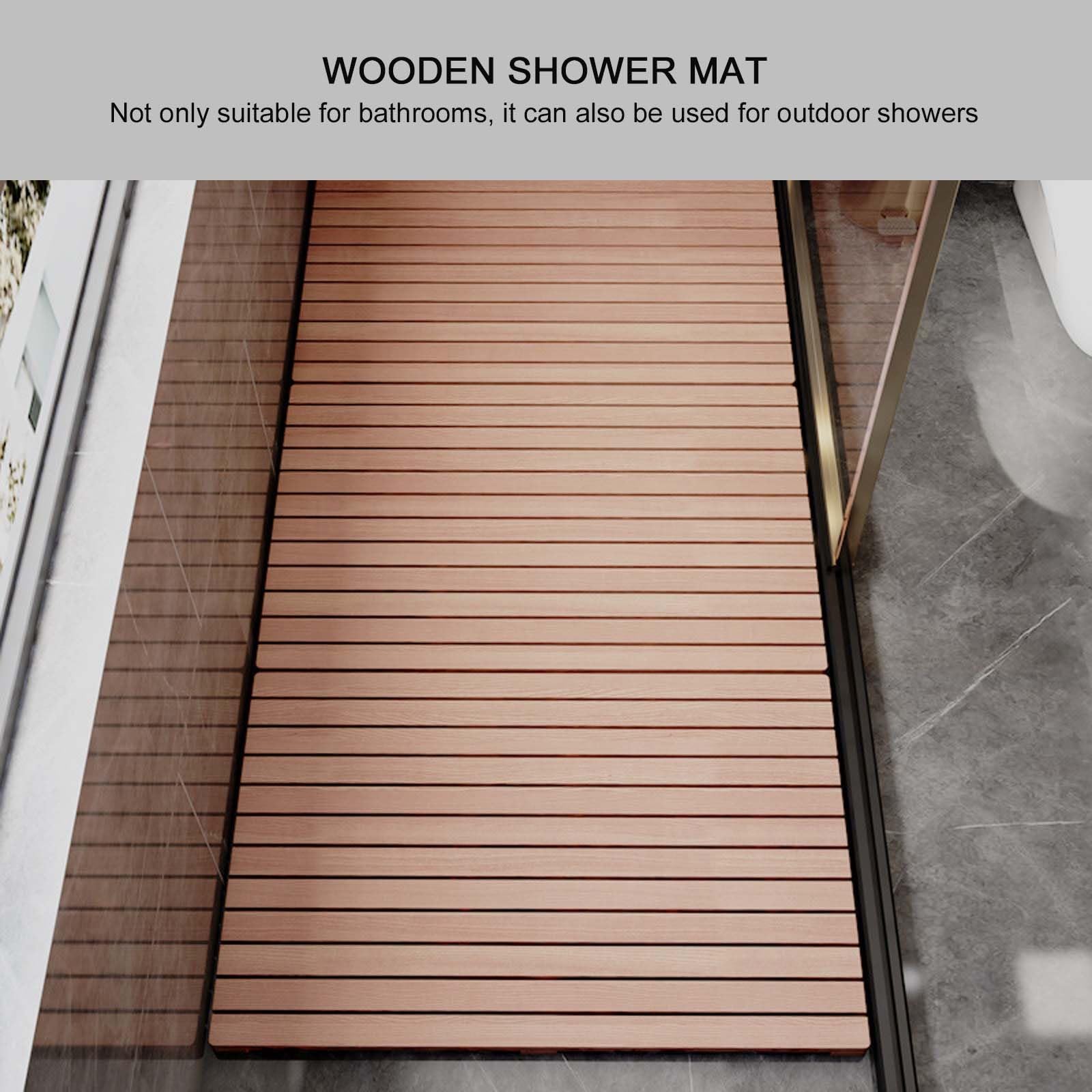 Alfombra ducha natural resistente al agua, plataforma madera, alfombra baño madera antideslizante, for sauna, alfombra rectangular for baño, bañera, ducha, uso interior y exterior, marrón ( Size : 40x