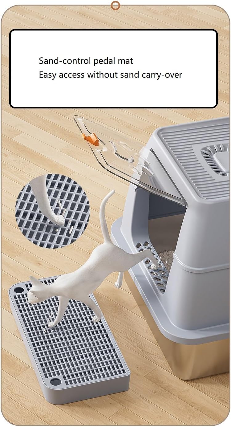 Waterproof Pet Mat Ramp Pedal, Indoor Washable Cat Litter Box Step with Filter Function, Pet Accessories, Garbage Capture to Keep The Floor Clean (LightGray)