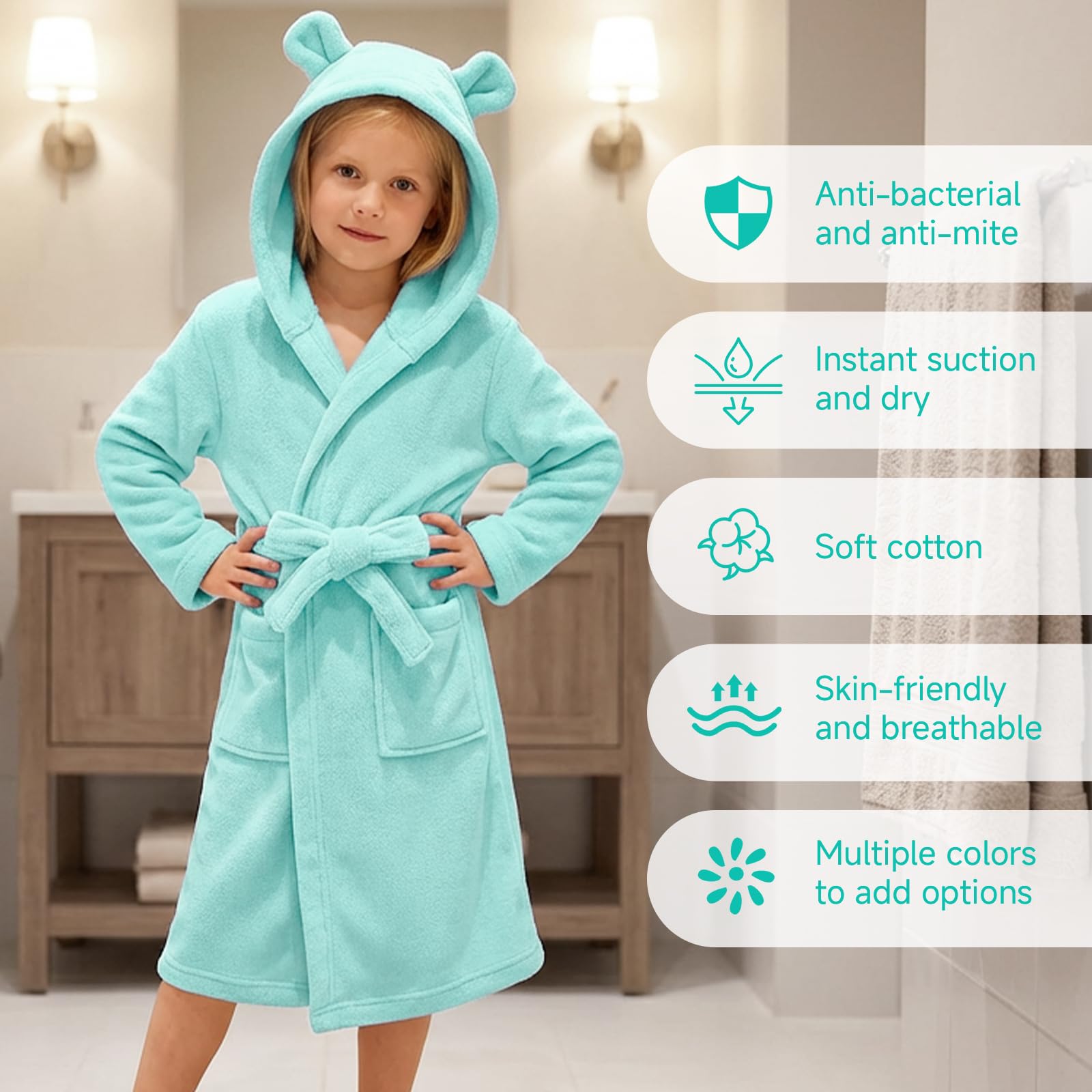 WYTbaby Accappatoio Bambini Personalizzato Con Cappuccio 100% Cotone Spugna