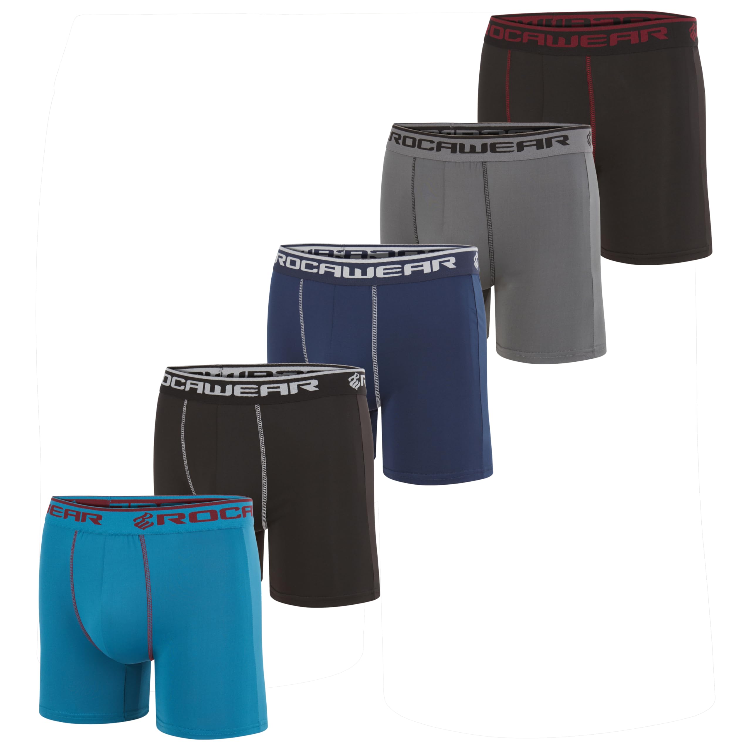 Rocawear Performance 4, 5 or 6 Pack Sport Fit Underwear, Stretch Performance Breathable Cool Support Men Boxer Briefs