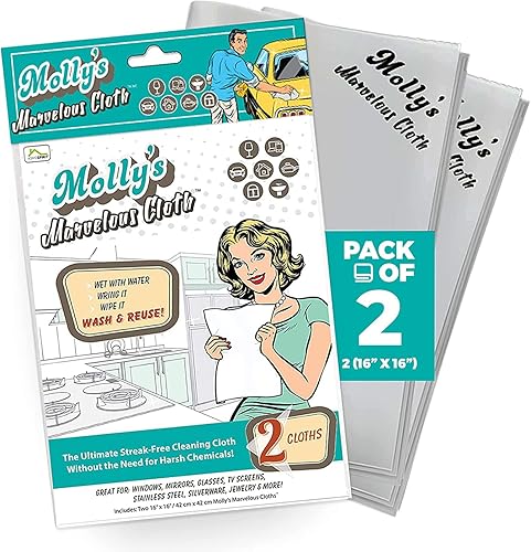Molly's Marvelous Paño, paño de limpieza de microfibra sin manchas, sin pelusas, paño de pulido para vidrio, acero inoxidable, uso para cocina,