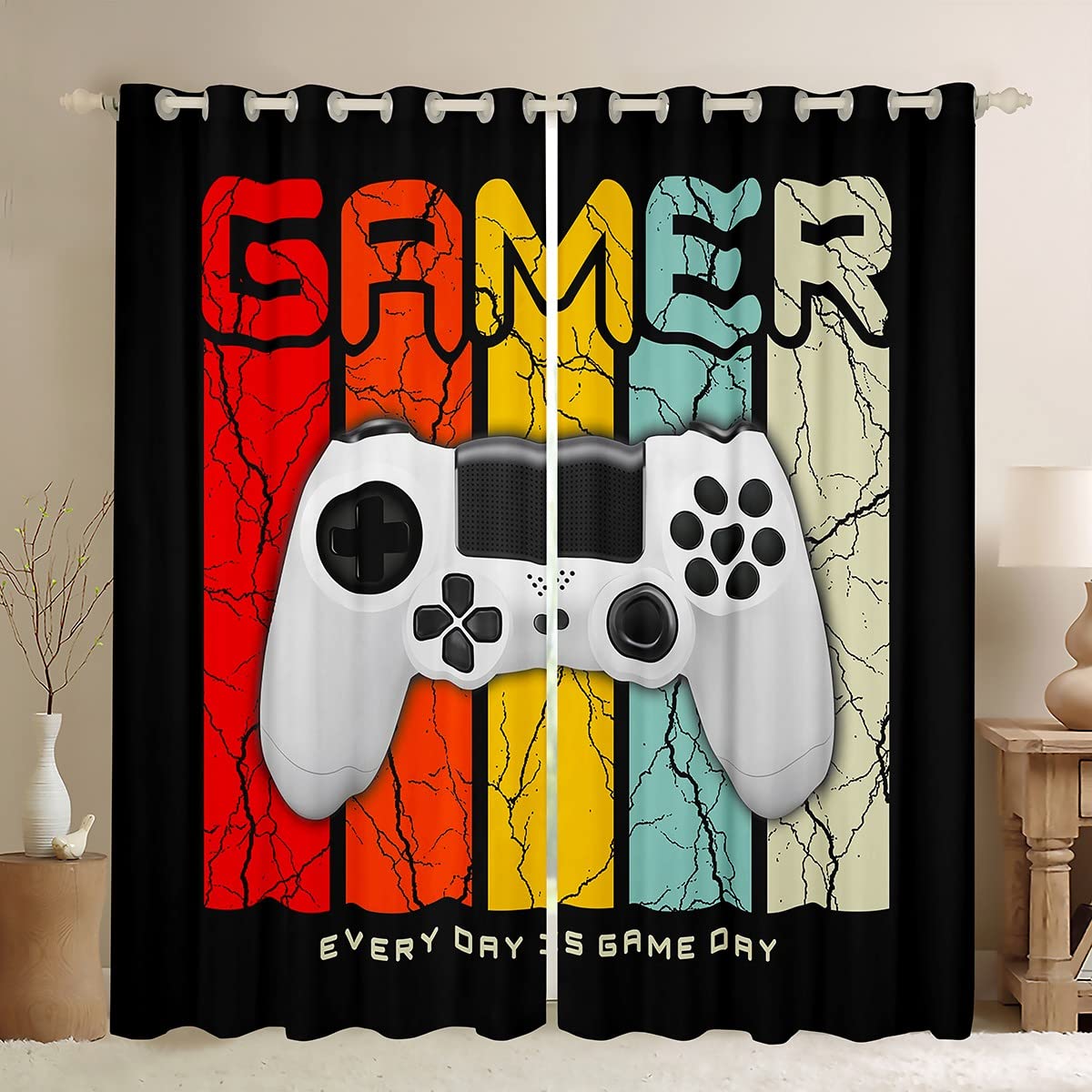 Rideaux jeux vidéo 116x182cm pour chambre enfant et déco salon