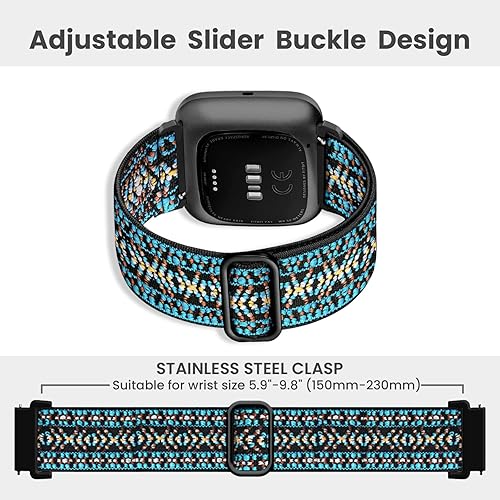 Miniatura 2 de Paquete de 8 bandas elásticas compatibles con Fitbit Versa 2VersaVersa LiteVersa SE para mujeres y hombres, correa trenzada de nailon elástico