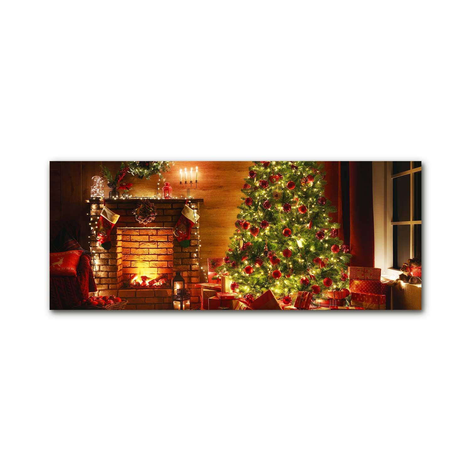 Image de Noël sur verre panoramique Tulup pour sublimer le mur de votre salon en fête