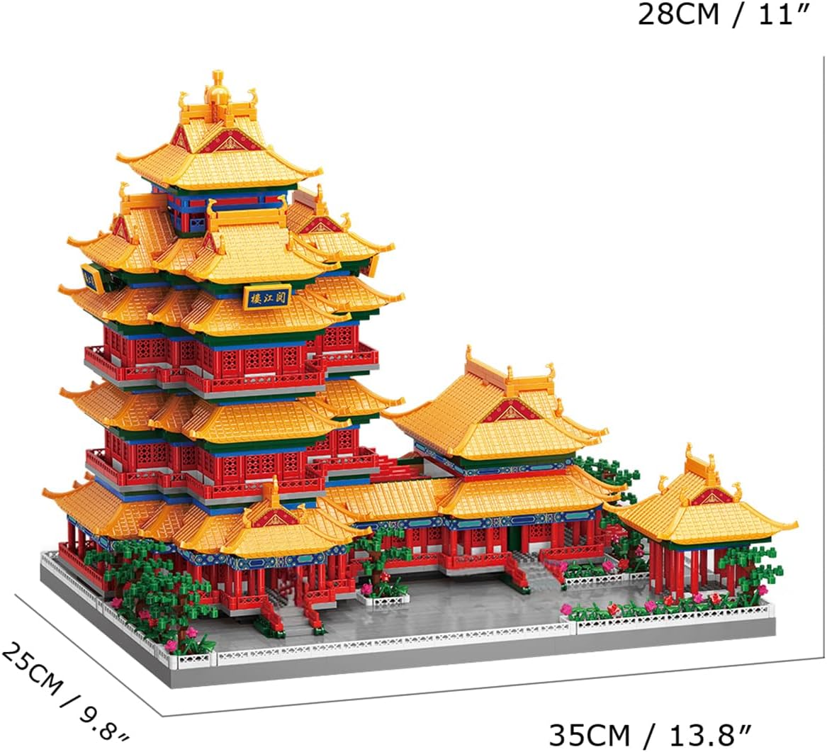 Yuejiang Tower Nanjing China Micro Brick Building Set (5036 Pieces) – Landmark Model Oriental Architecture Educational Toy Gift for Kids and Adults