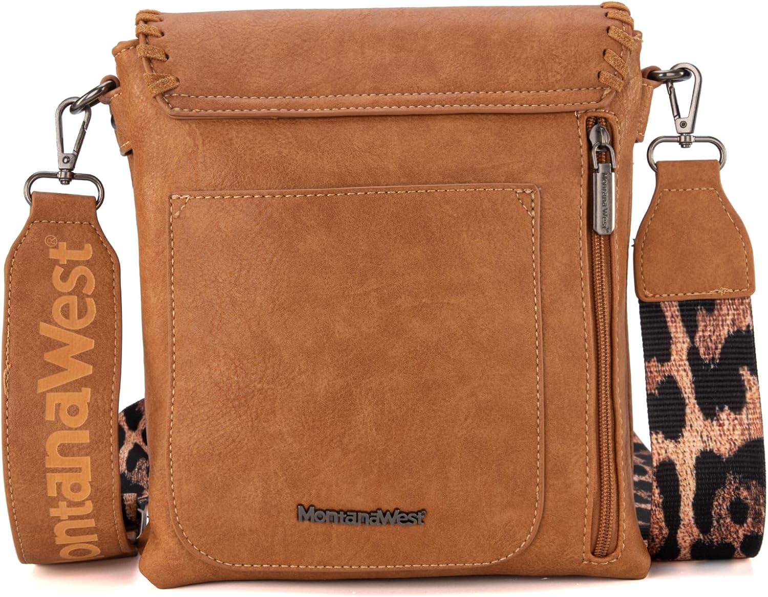 Montana West Crossbody Bags for Women with Dual Compartments Western Cross Body Purse with Leopard Print Guitar Strap - Image 3