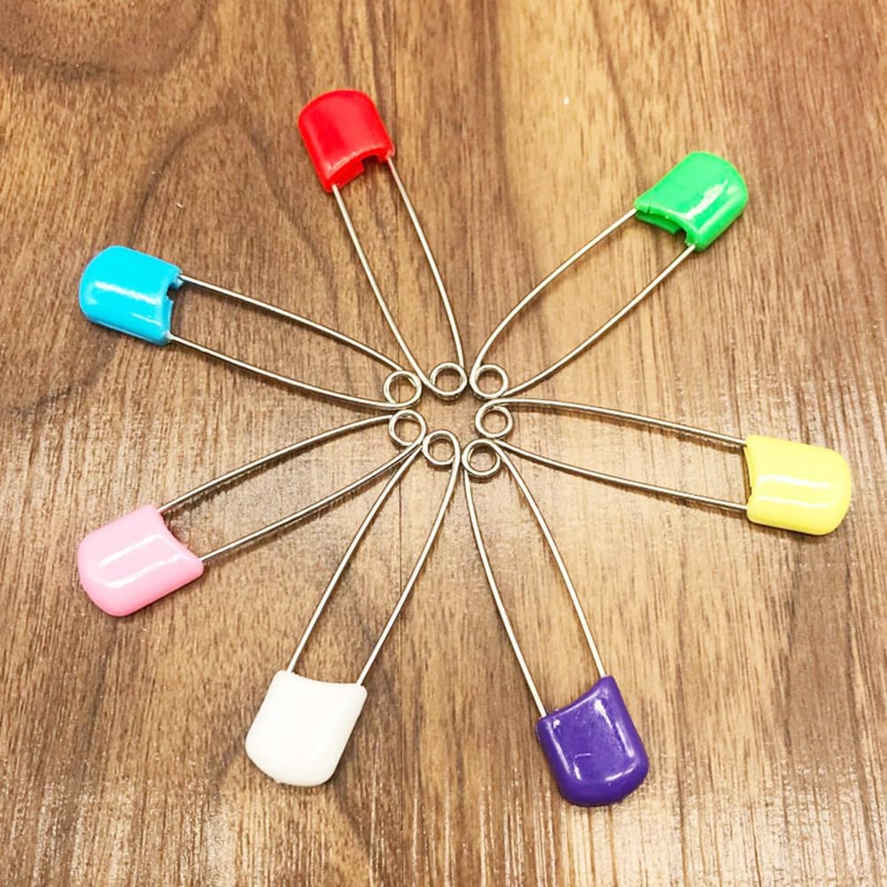 50 unidades de 54 mm multicolor para niños, imperdibles de seguridad de acero inoxidable, alfileres para pañales con cierre de bloqueo, agujas de seguridad para niños, para coser ropa