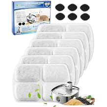 6+6 Pack Filter Replacement Compatible with FEELNEEDY 8L Dog Water Fountain FN-W18, Pet Water Fountain Filters with Pump Filter Sponges, Cat Water Filter Replacement for Fresh Water