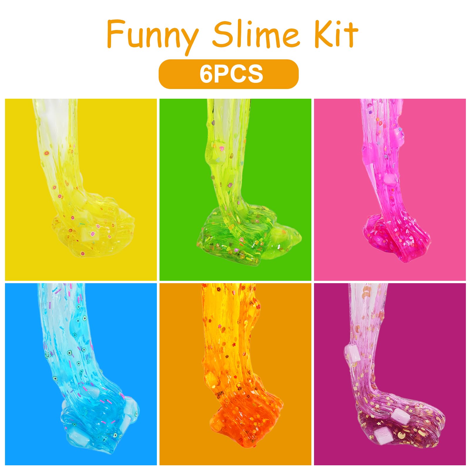 Ainiv Zestaw 6 sztuk Clear Slime, kolorowy, puszysty szlam dla dzieci, prezent na imprezę dla dzieci, urodziny, Wielkanoc, Boże Narodzenie, Nowy Rok, prezent dla dziewcząt i chłopców w wieku 6, 7, 8,
