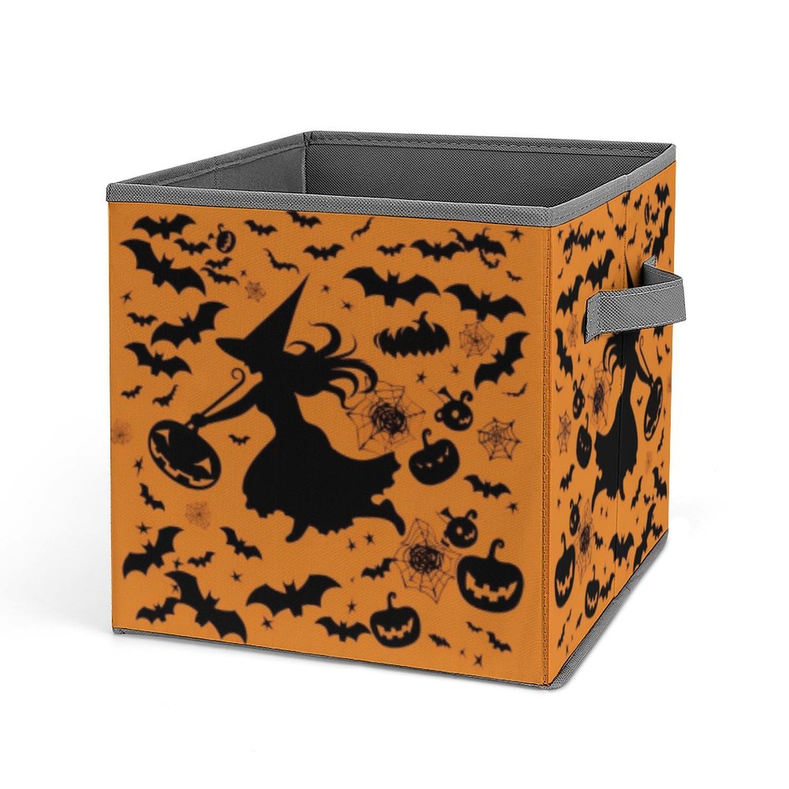Bacs de rangement pliables Halloween avec sorcière volante et poignée