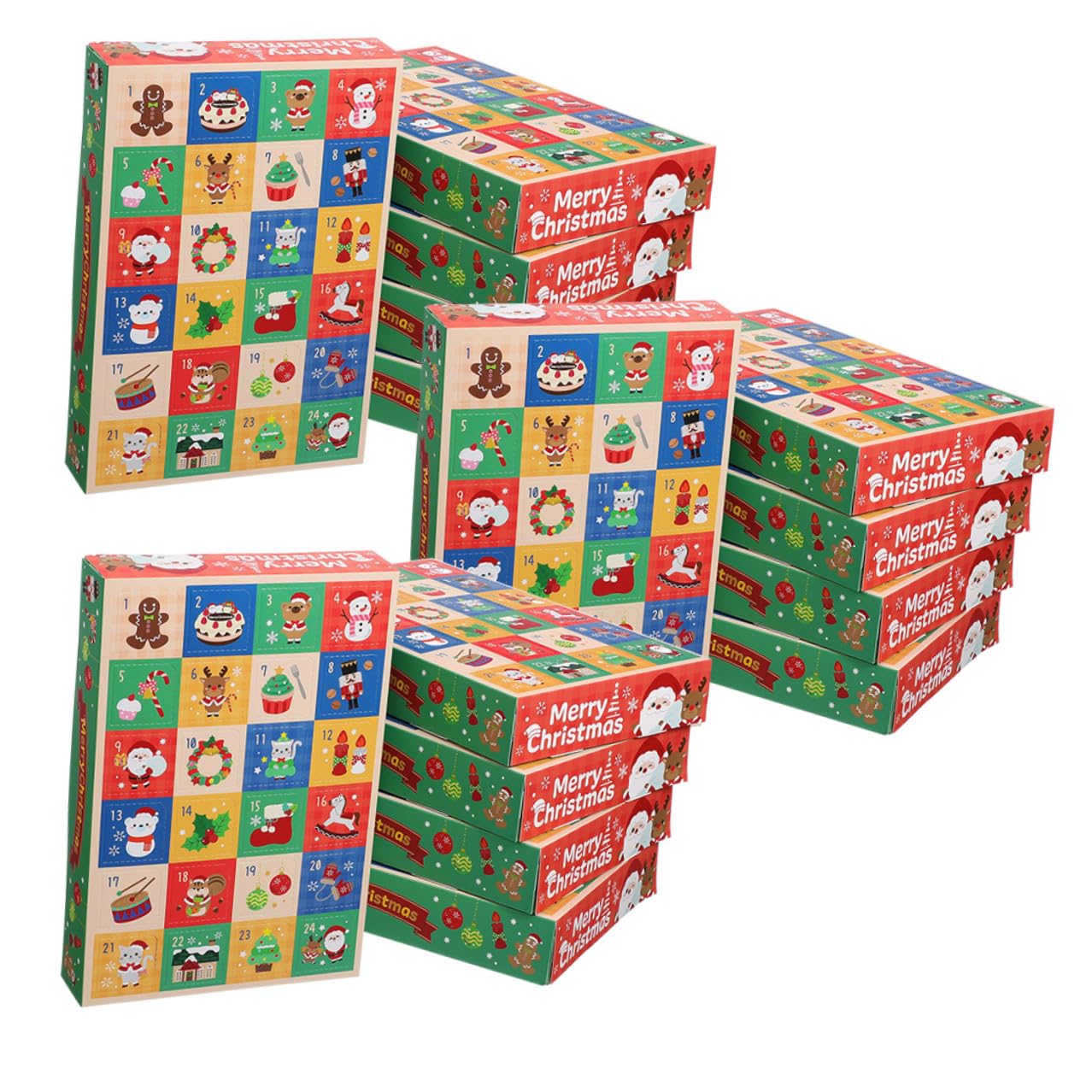 UTHCLO 15 Stück Teiliges Leere DIY Weihnachtsboxen aus Papier zum Befüllen mit Süßigkeiten für Familien Weihnachten Countdown Dekoration
