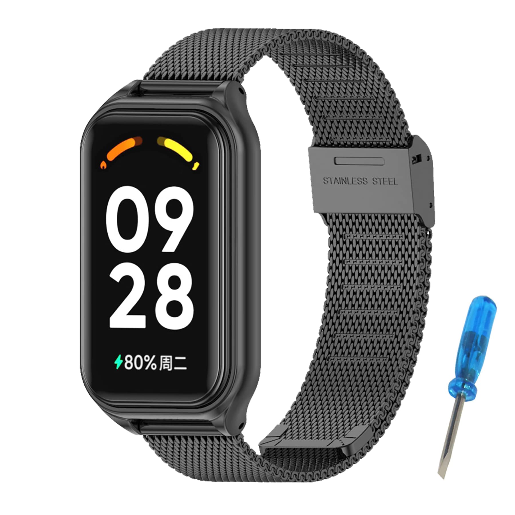 Edelstahl-Armband Für Xiaomi Redmi Smart Band 2 – Metallband, Verstellbar, Elegantes Ersatzarmband