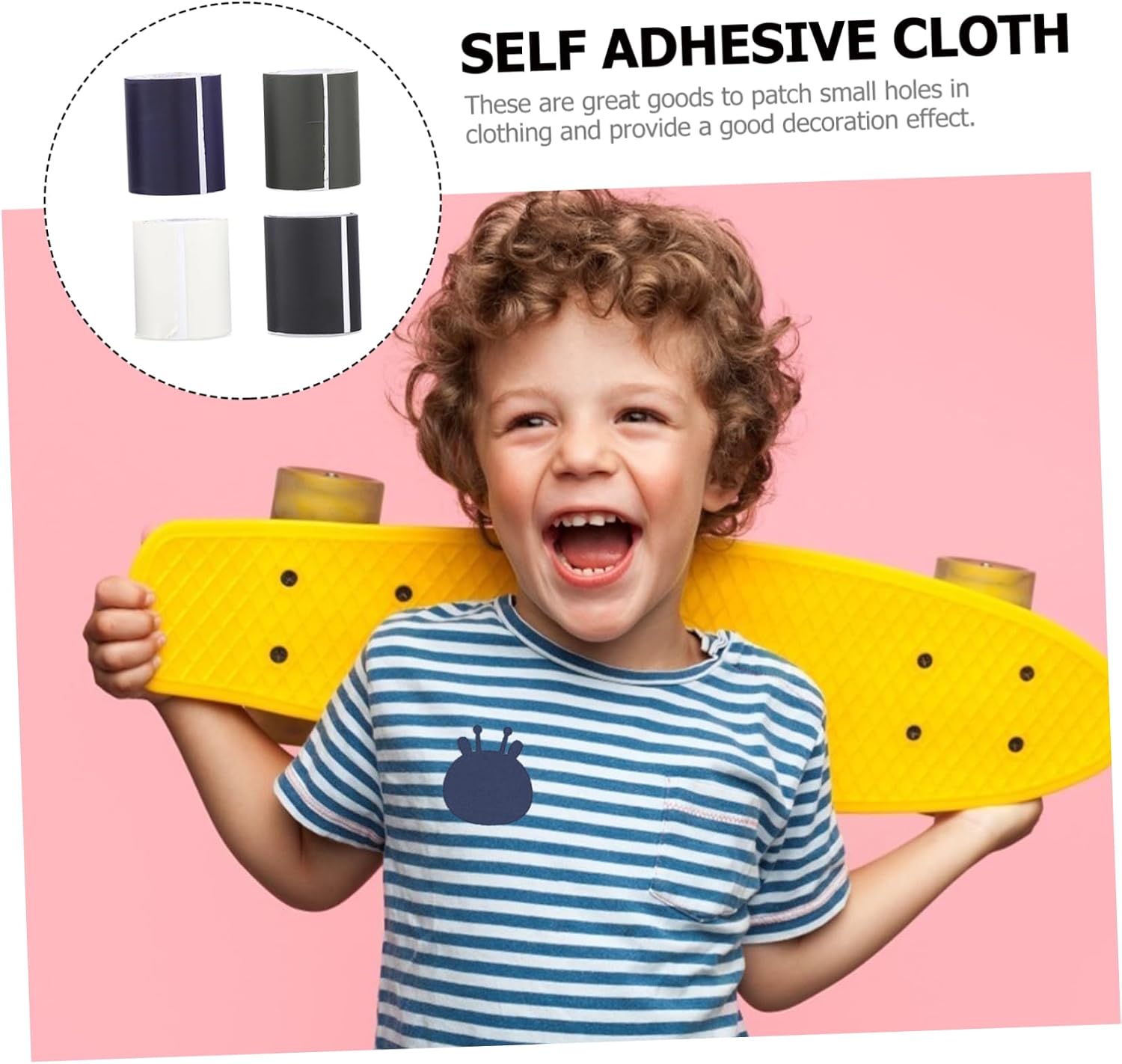 4rolls Self-Adhesive Repair Patches for Jeans Bags and Hats Iron Cloth Stickers for Easy Clothing Repair and Decoration Mustard