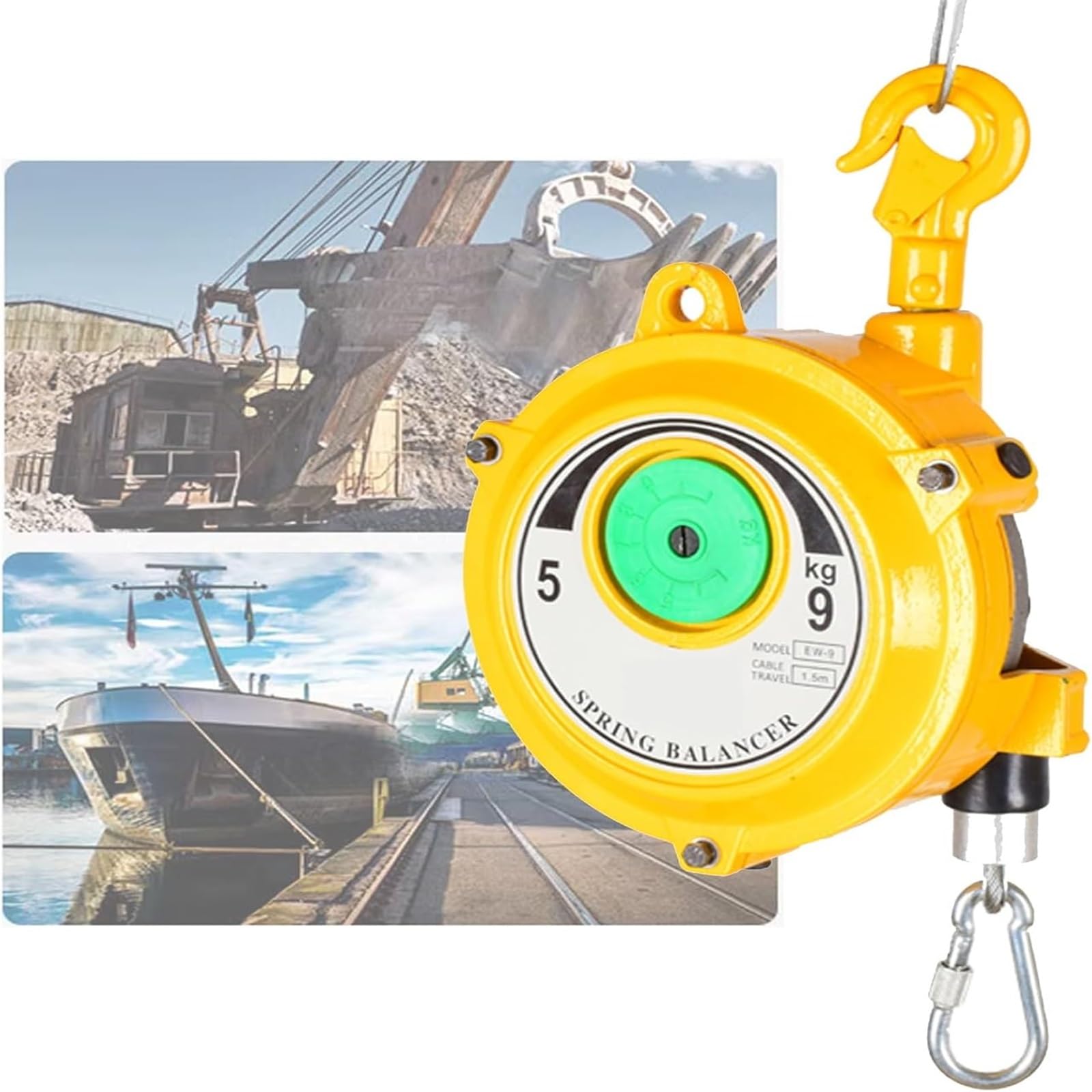 HYQOUKLR Telescopic Spring Balancer, Spring Balancer Aluminum Retractable 1.5m Wire Rope Adjustable Tension 3-200kg(9kg)