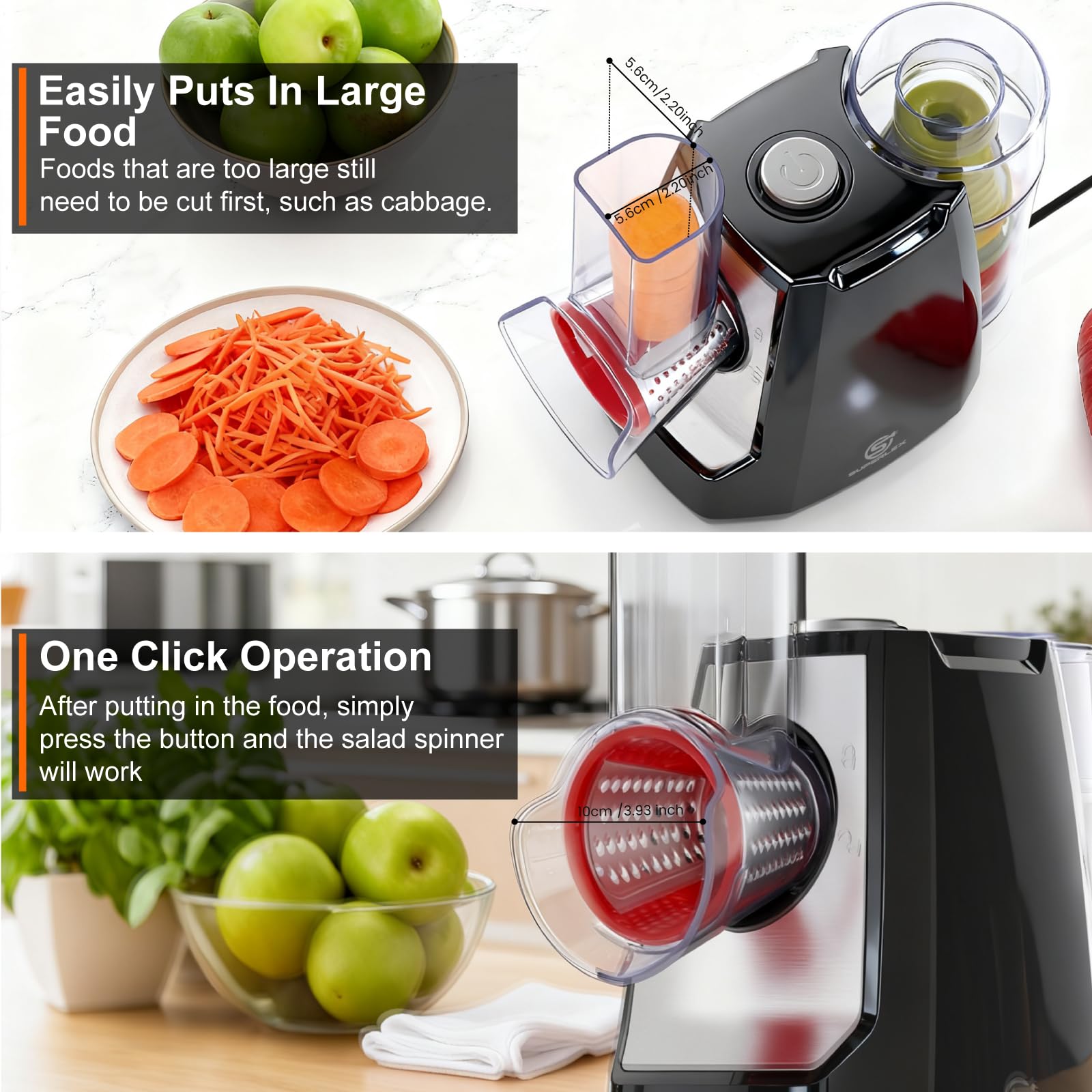 Grattugia elettrica per formaggio 5 in 1, grattugia rotante per verdure, affettatrice per verdure, 150 W, multifunzione, con 5 lame intercambiabili per frutta, verdura, carote, noci