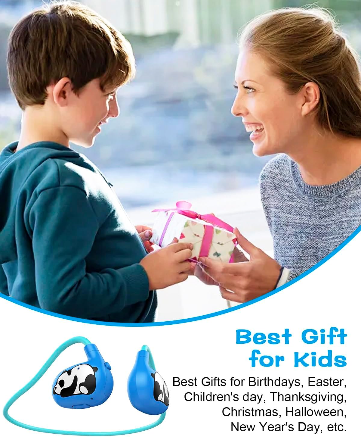 BANIGIPA Kids Headphones, Open Ear Headphones, Wireless Bluetooth 5.4 Headset w/Mic for Calling Studying Traveling, 13g Ultra-Light Comfort, 85dB Healthy Volume Control Protect Hearing, 10H Playtime - Image 9