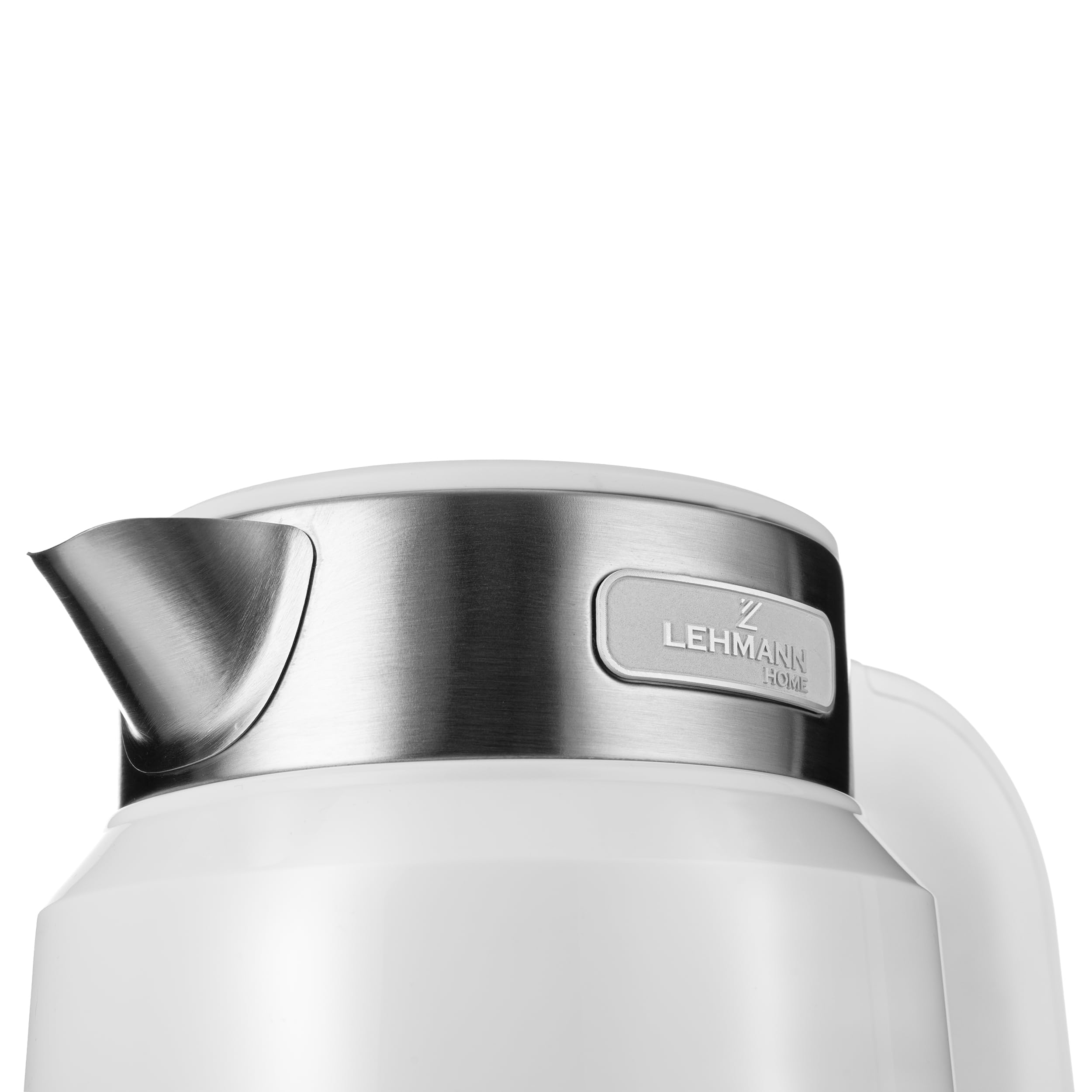 LEHMANN Bollitore Elettrico in Acciaio Inox, 2 L, 2200 W, Riscaldamento Rapido, Doppia Parete, Base Girevole 360°, Spegnimento Automatico, BPA‑free, ideale per Famiglie e Uffici, Bianco