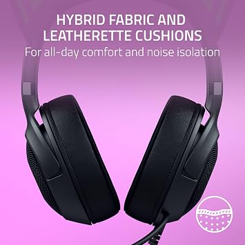 Razer Kraken Kitty V2 USB Wired RGB Headset: Chroma Kitty Ears - Stream Reactive Lighting - HyperClear Cardioid Mic - Triforce 40 mm Drivers - 7.1 Surround Sound - Classic Black