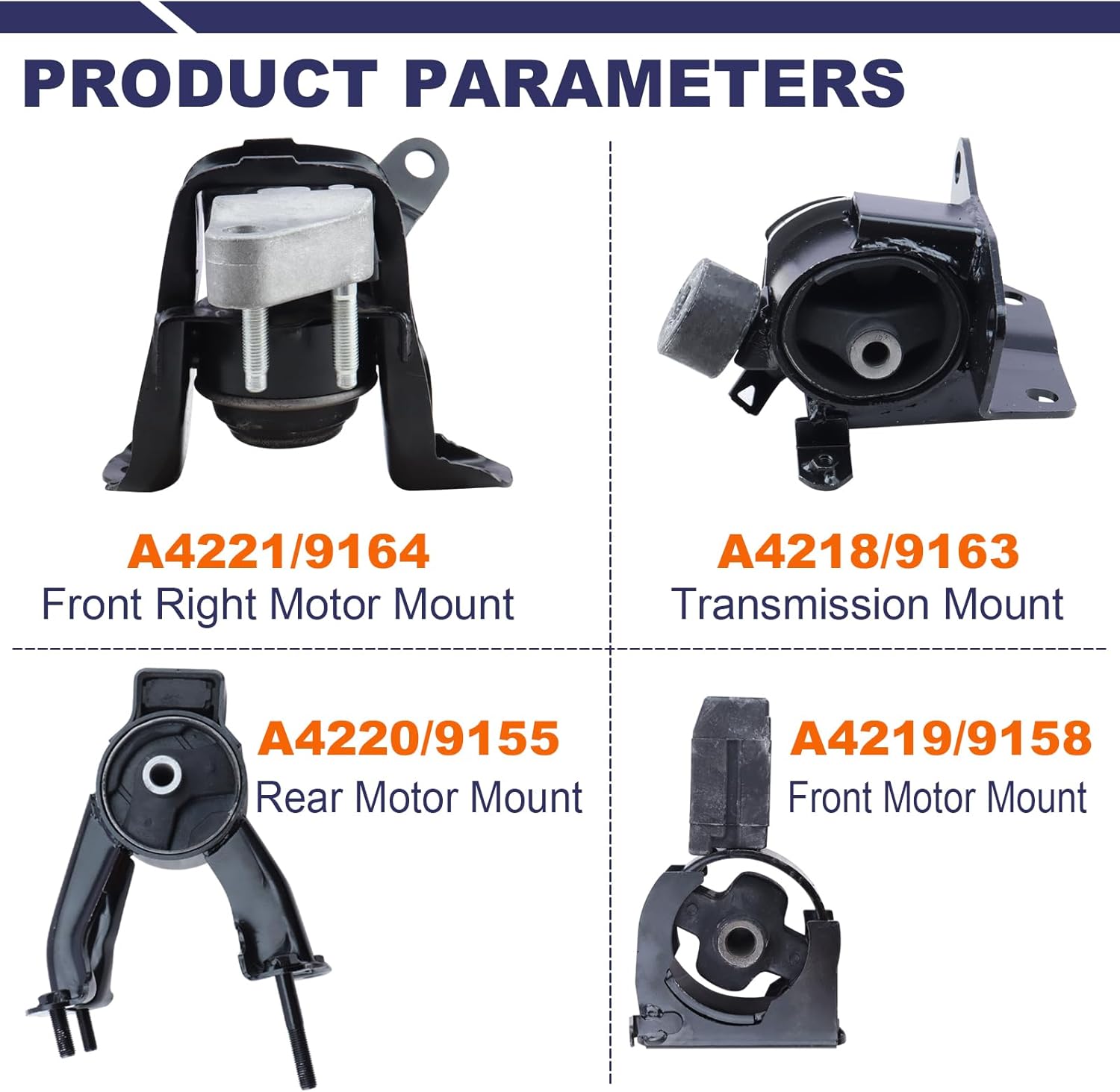 Engine Motor Mount Compatible with 2003-2008 Corolla 1.8L 2003-2008 Matrix 1.8L 2003-2008 Vibe 1.8L Automatic Transmission Part Number # A4220 A4219 A4218 A4221