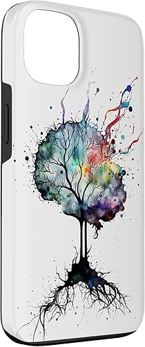 Vista 15 de iPhone 13 Pro Max Watercolor Brain Art, funda de neuronas