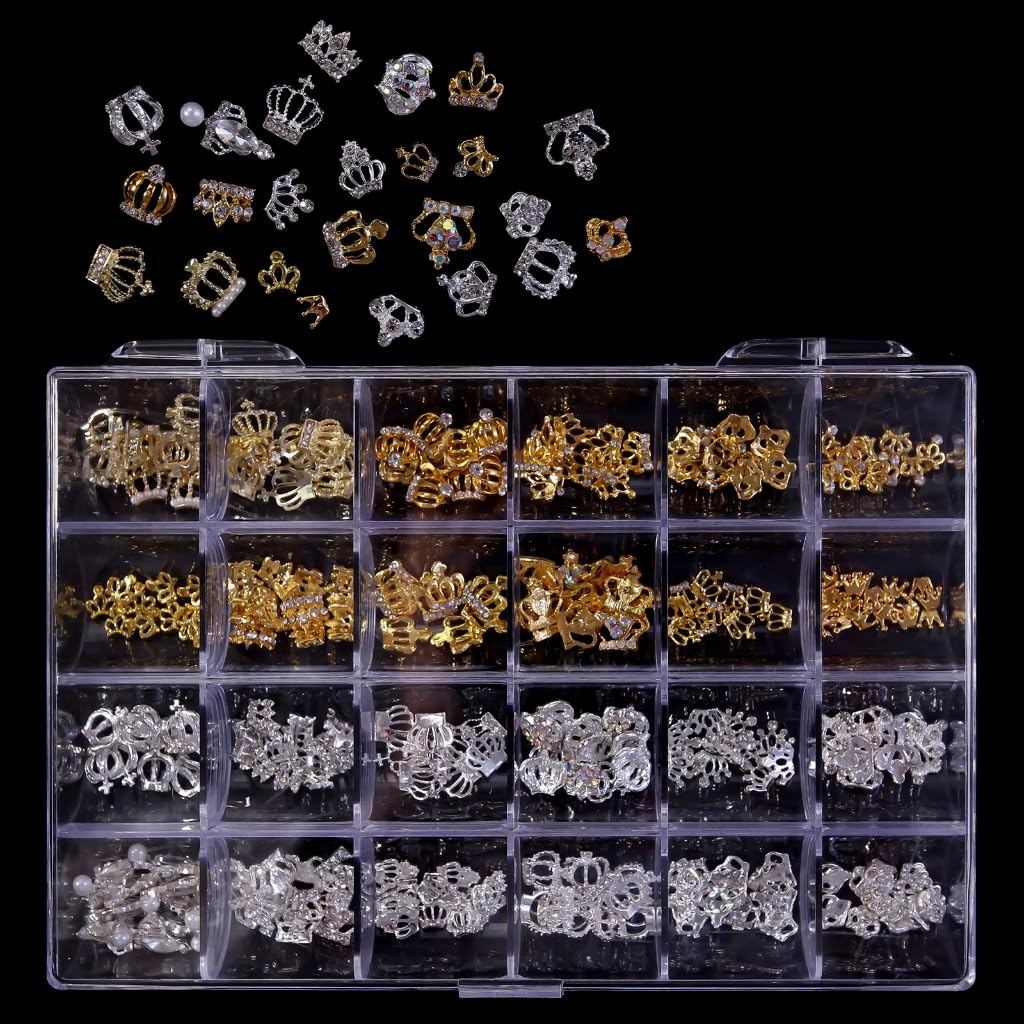 24 Grids 3D Art Crafts Rhinestones Charms Designs Crystal Dangle Manicure Jewelry