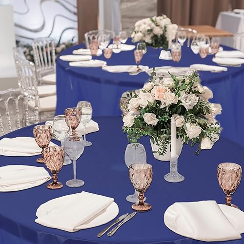 Miniatura 7 de Mixweer 36 manteles redondos de 84 pulgadas, color azul marino, mantel circular decorativo desechable para bodas, fiestas de cumpleaños,