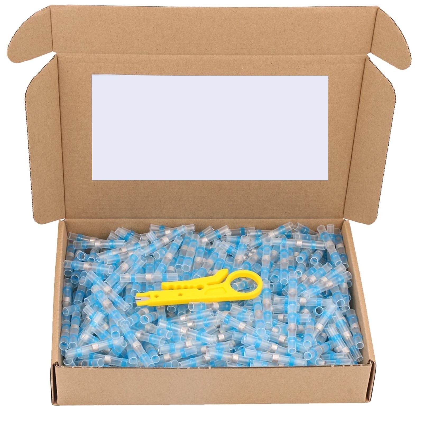 Schrumpfverbinder 100~5000 STÜCKE Terminals Schrumpf Lötmuffe Isolierte Elektrische Stoßverbinder wasserdichte Drahtverbinder(Blue AWG 16-14,2000PCS)