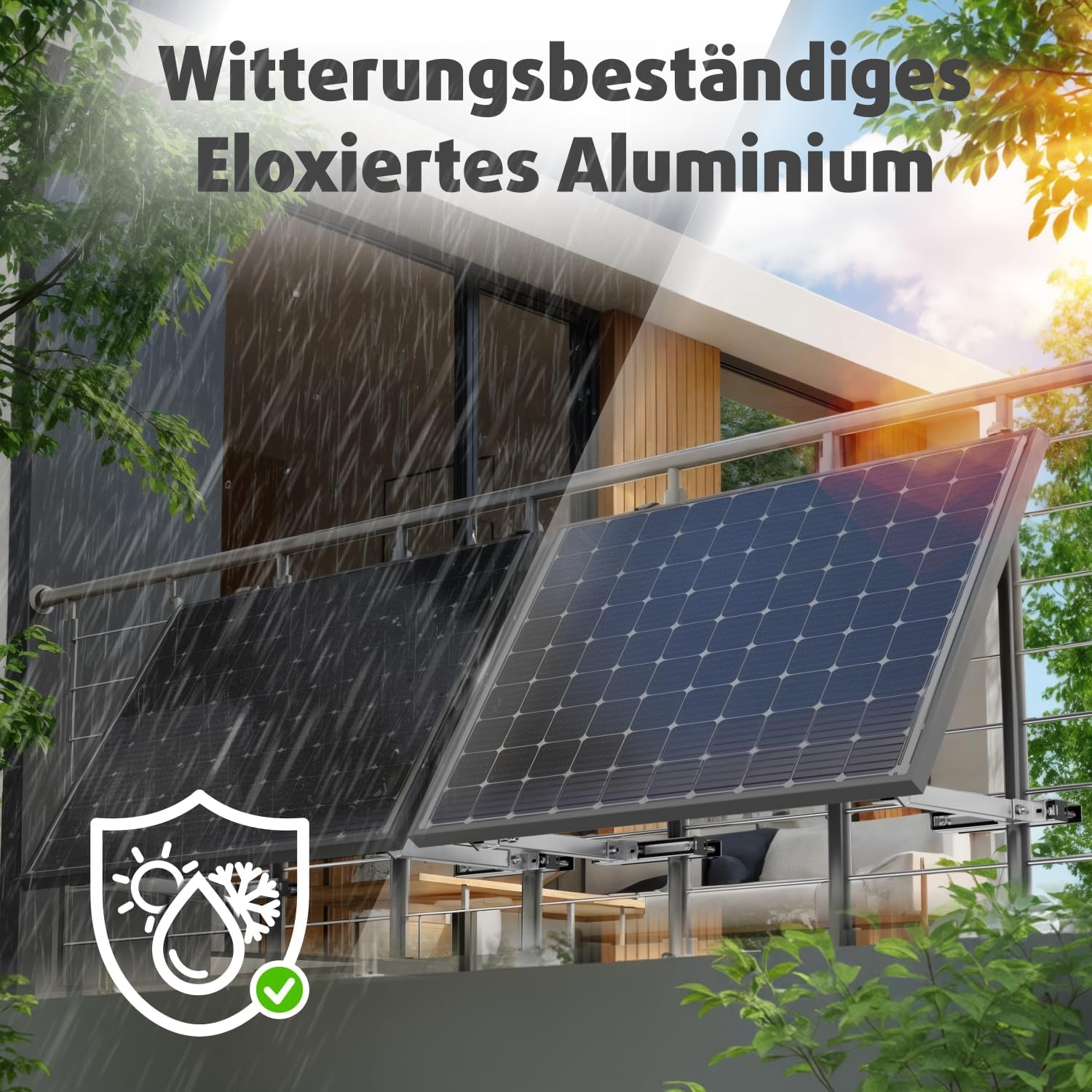 Avoltik 2x Balkonkraftwerk Halterung Balkon Geländer für alle Solarpanel-Größen I Solarmodul Halterung aus robustem Aluminium I Balkonkraftwerk Befestigung verstellbarem Winkel 0 ° oder 15-30°