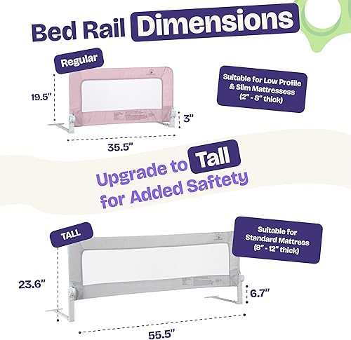 Miniatura 2 de ComfyBumpy Paquete de 1 riel de cama para niños pequeños de 35.5 pulgadas de largo x 19.5 pulgadas de alto, rieles de cama para niños pequeños,