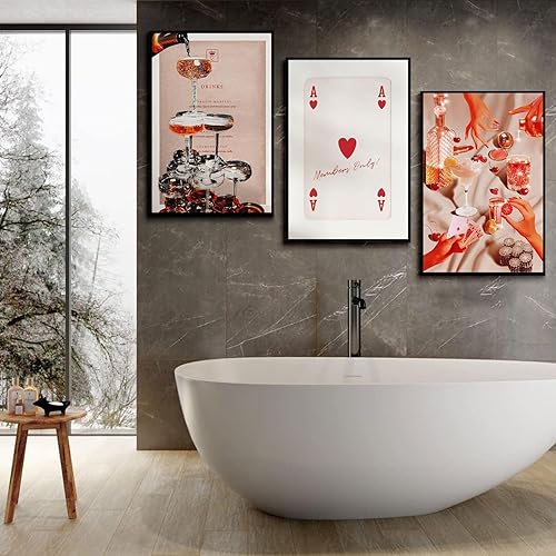 Miniatura 6 de 3 piezas de arte de pared de moda vintage divertido para mujer, dados de cóctel para mujer, bola de discoteca nocturna de póquer, arte de pared,