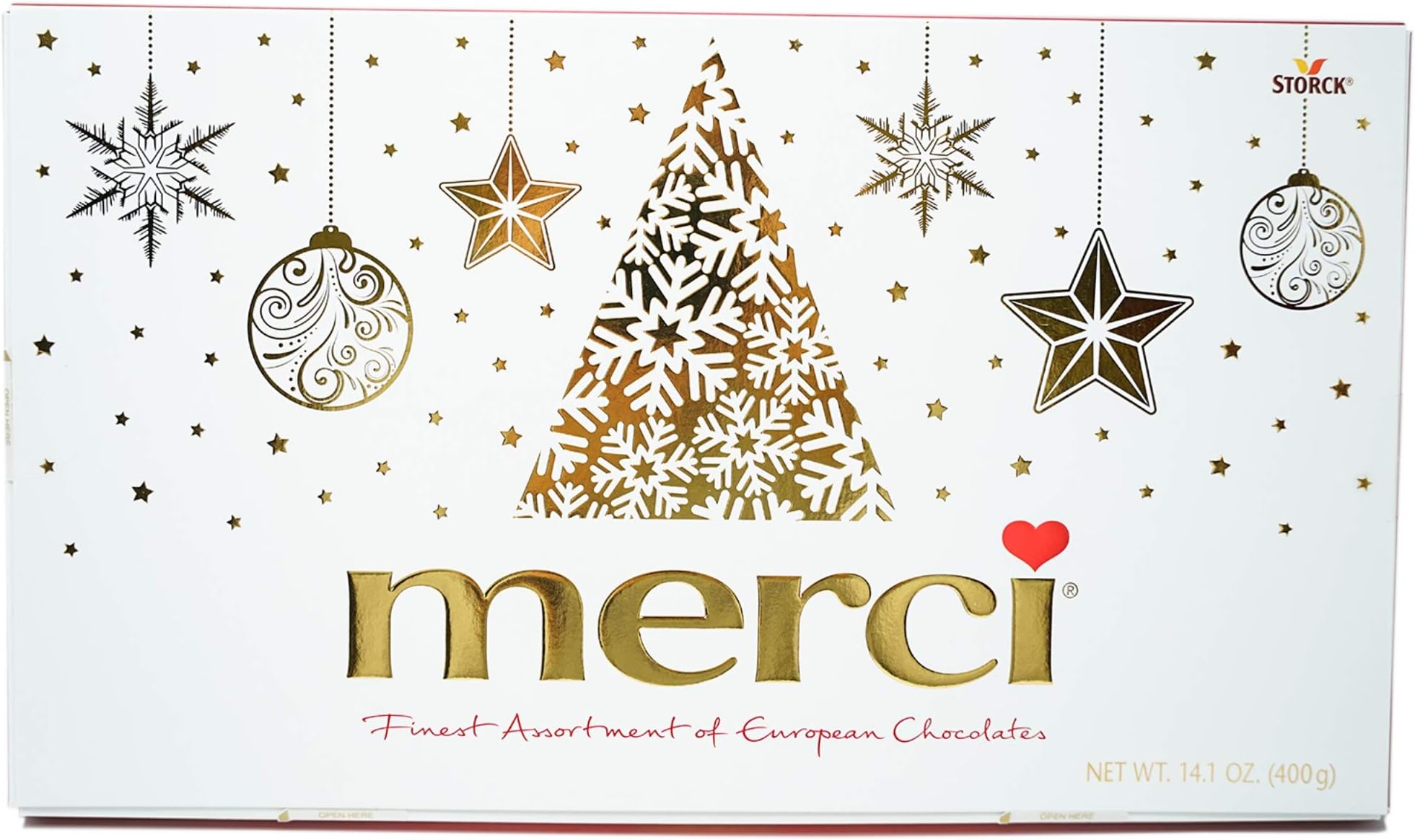 Merci Finest Christmas Assorted Chocolate Candy Gift Box, 14.1 Oz