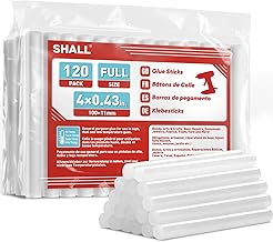 SHALL Full Size Hot Glue Sticks, 0.43” Dia x 4” Long, 120-pack Clear Hot Melt Glue Gun Sticks for All-Temp Glue Guns, Multipurpose for Kids Adults DIY Art Craft Sealing Repairing Festival Decoration