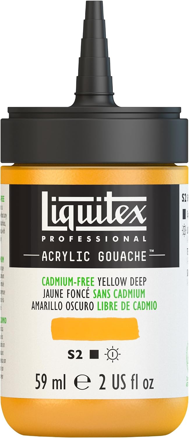 Liquitex Professional Acrylic Gouache, 2-oz (59ml) Bottle, Cadmium-Free Yellow Deep