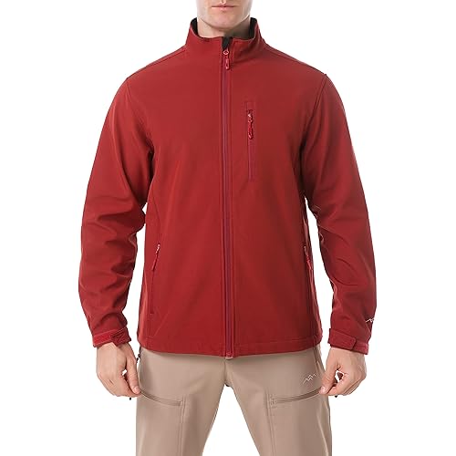 TRAILSIDE SUPPLY CO. Men's Softshell Jacket Fleece Lined Windbreaker,Lightweight Water Resistant Winter Coat