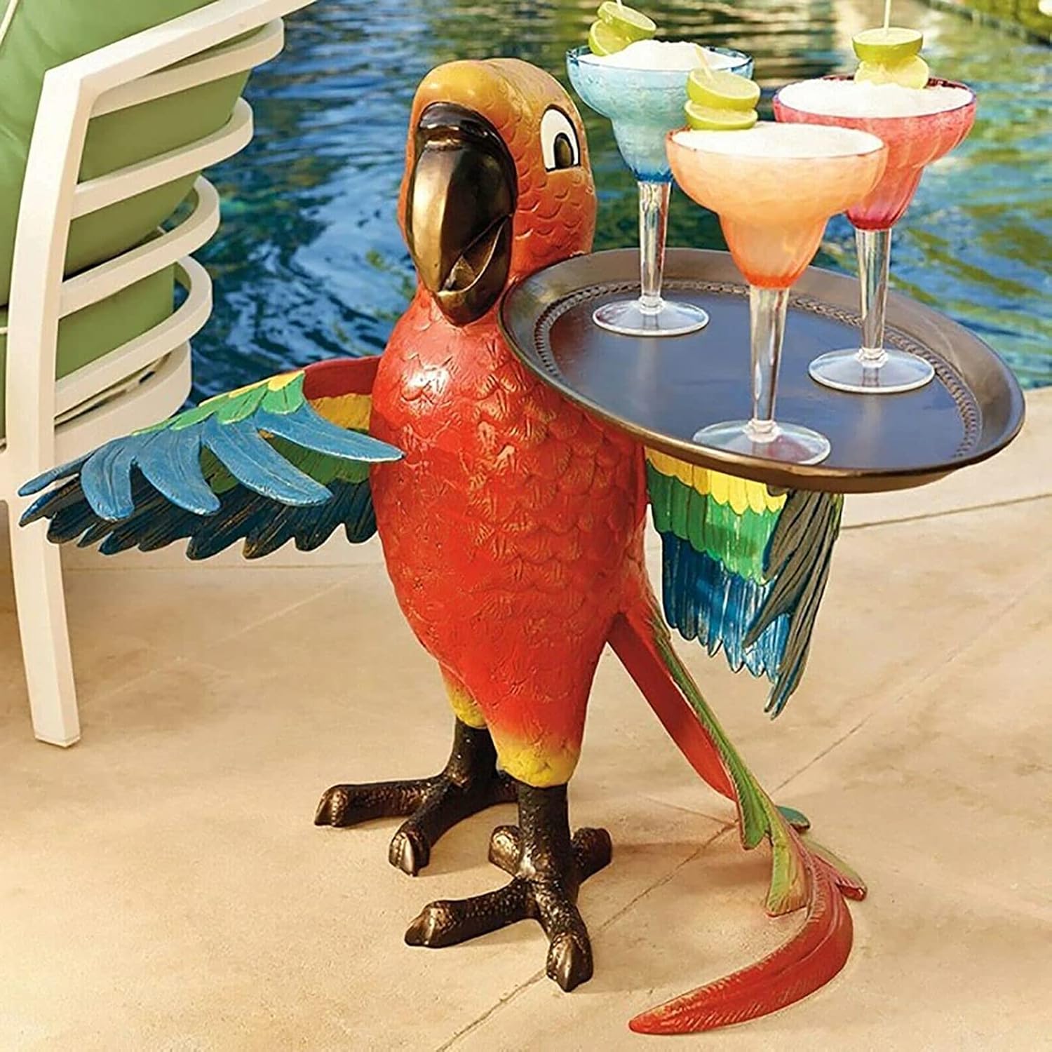 Amazon Co Jp オウムの像トレイ動物のサイドテーブルの彫刻パティオテーブル家具樹脂の彫像テーブルの彫刻工芸品手工芸品の装飾 B ホーム キッチン