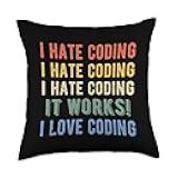 Funny I Hate Coding Programming Developer Coder Programmer Throw Pillow