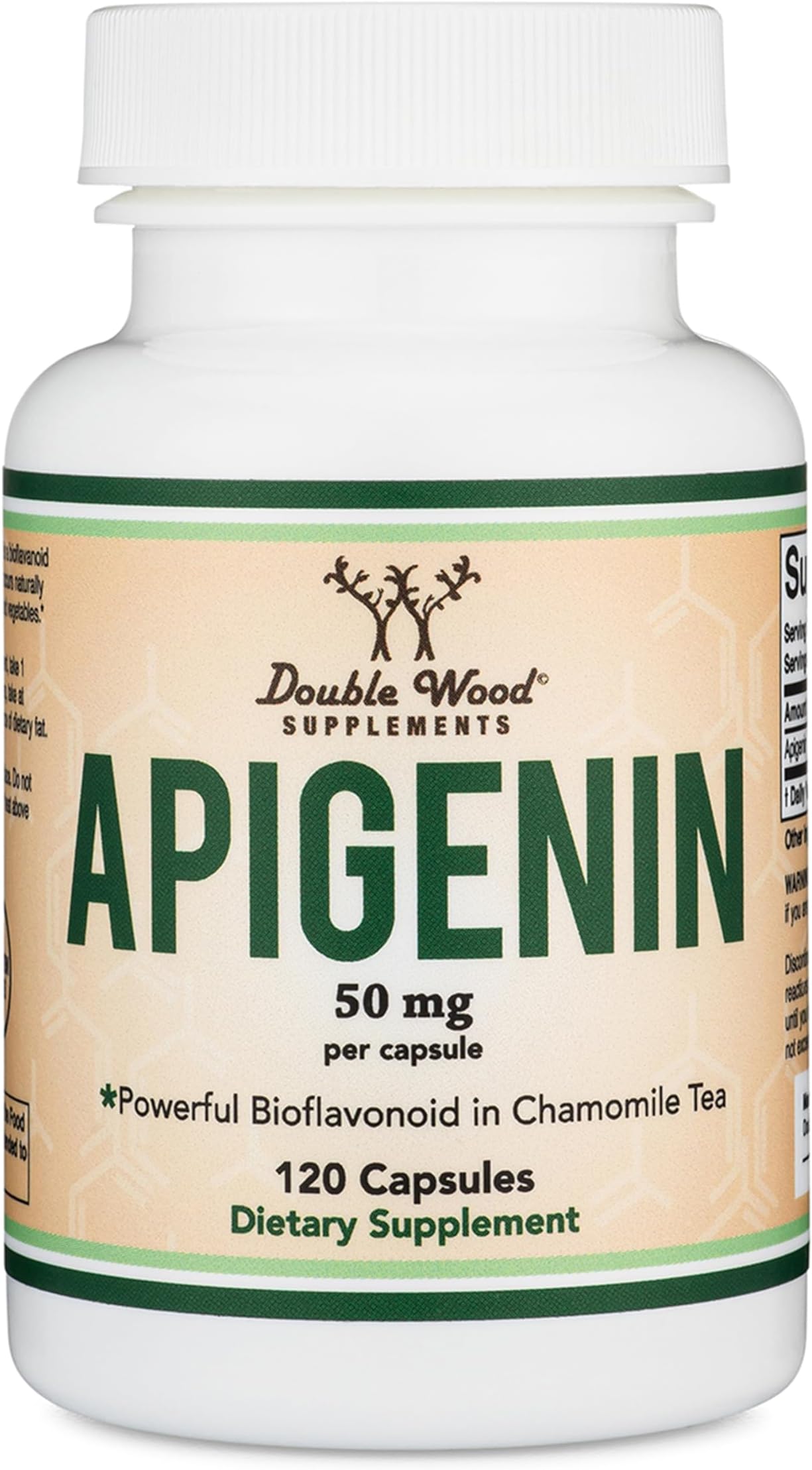 Apigenin Supplement - 50mg per Capsule, 120 Count (Powerful Bioflavonoid Found in Chamomile Tea for Relaxation, Sleep, and Mood) Senolytic Flavonols for Aging (Gluten Free) by Double Wood