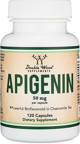 Suplemento de apigenina – 50 mg por cápsula, 120 unidades (potente bioflavonoide que se encuentra en el té de manzanilla para relajación, sueño y disponible en Yaxa Guatemala