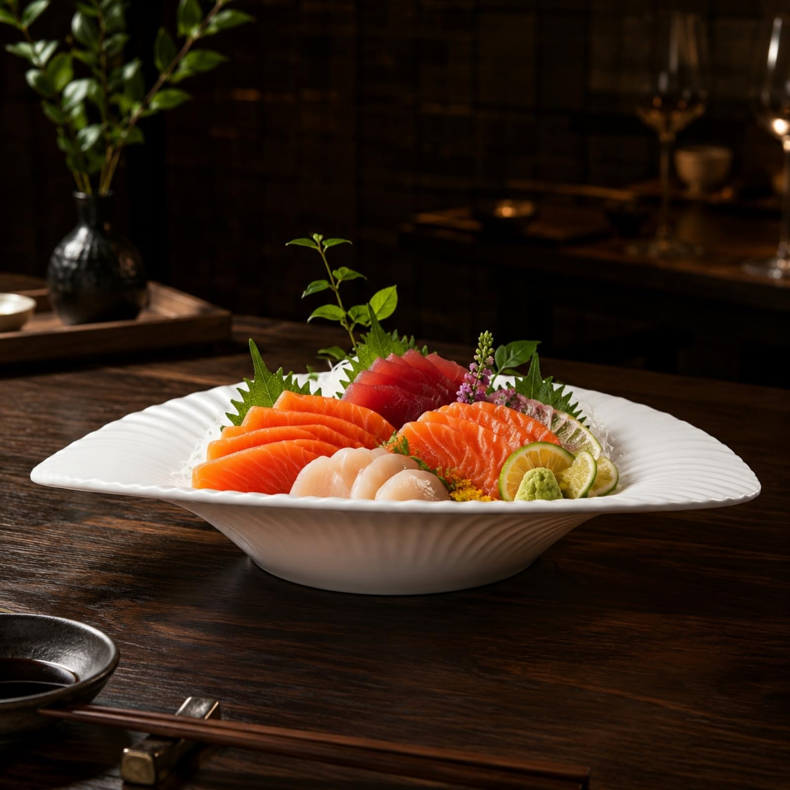 Assiette En Mélamine Professionnel, Assiette À Sashimi En Mélamine, Modèle 96015, Forme Bateau Blanche, Profondeur 10 Cm, Diamètre 18–18,9 Cm, Blanc 96015
