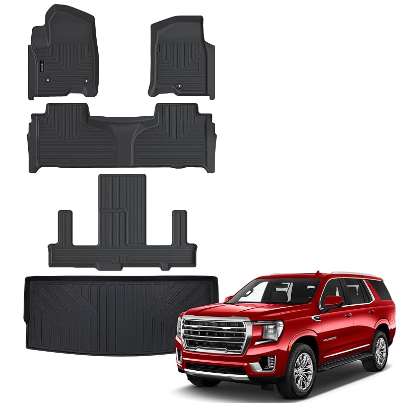 Kit de tapetes e forro para porta-malas em TPE para Chevrolet Tahoe, GMC Yukon não XL e Cadillac Escalade 7 lugares 2021–2026 AUXKO, 4 peças