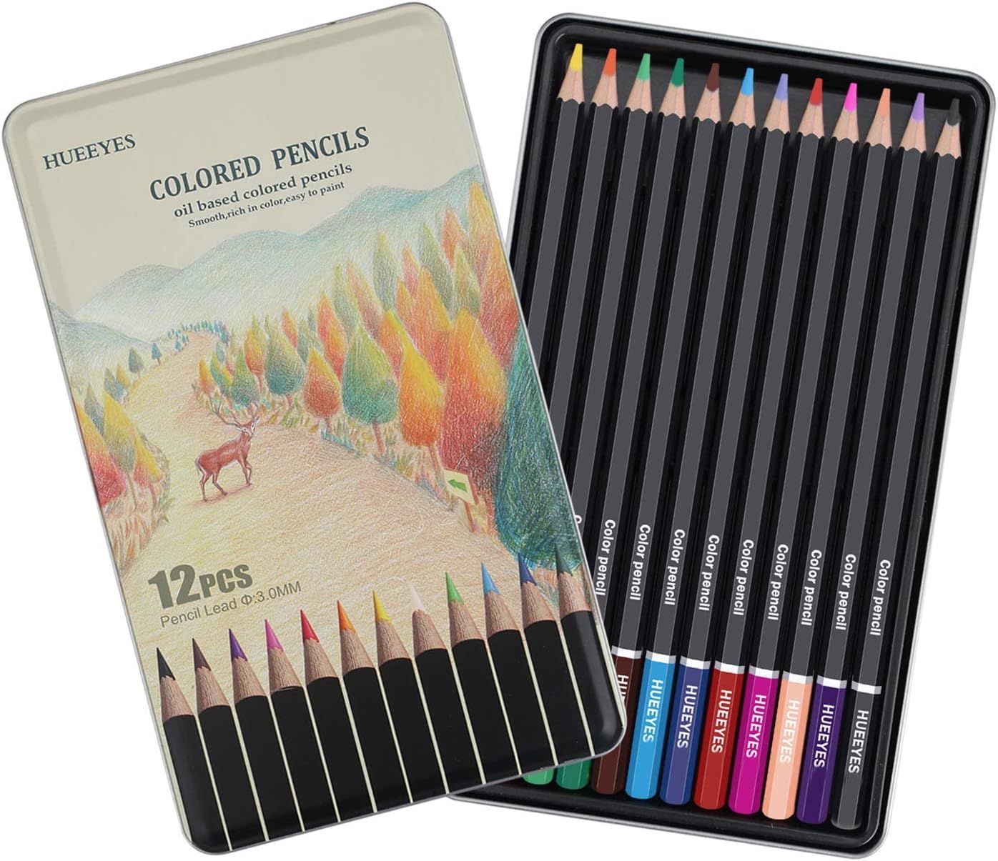 12 oil based Colored Pencils with Vibrant Color Professional Art School Supplies for Kids & Adults Coloring Books, Perfect Holiday Gifts for Artist Drawing