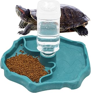 LinaLife Sky Blue Reptile Water Dish - Spill-Proof Terrarium Bowl for Turtles, Tortoises, Lizards, Geckos & Chameleons