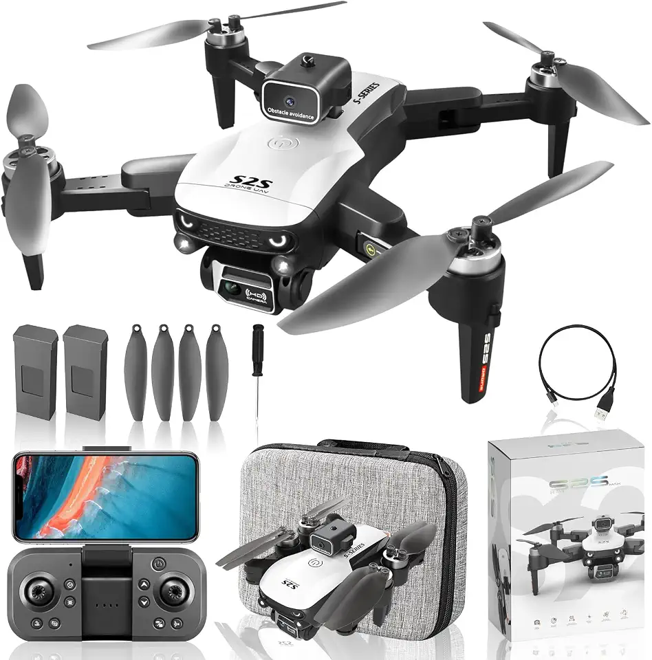 S2 Drone Com Camera, Drone Profissional 6K/4K HD Câmeras, Fluxo óptico FPV Motores Brushless, Mini Controle Remoto DroneQuadricóptero