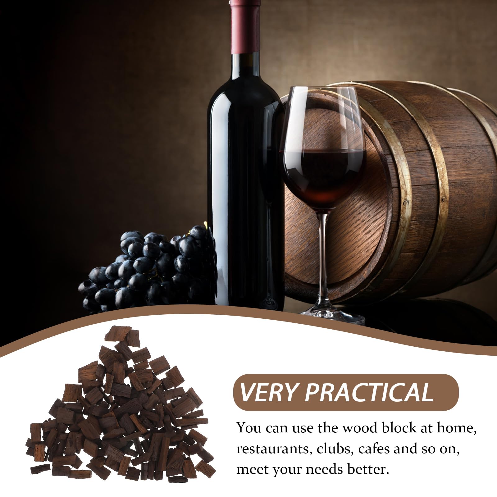 Amosfun Paquete De Virutas De Roble Tostado para Elaboración Casera De Vino Y Whisky 0.78X0.78X0.19In Astillas De Madera para Mejorar Aroma Y Sabor En Proyectos Artesanales