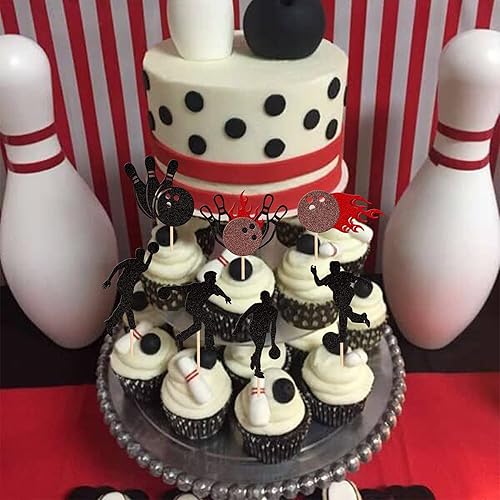 Miniatura 6 de 28 piezas de decoración de cupcakes con purpurina para jugadores de bolos para jugadores de bolos, bolos deportivos, decoración de pasteles para